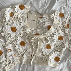 Moon & Madison Floral Crochet Cardigan